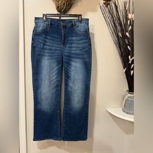 Fashion Jeans size XL 5 pocket, stone washed pant leg flare